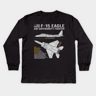 F-15 Eagle Blueprint Kids Long Sleeve T-Shirt